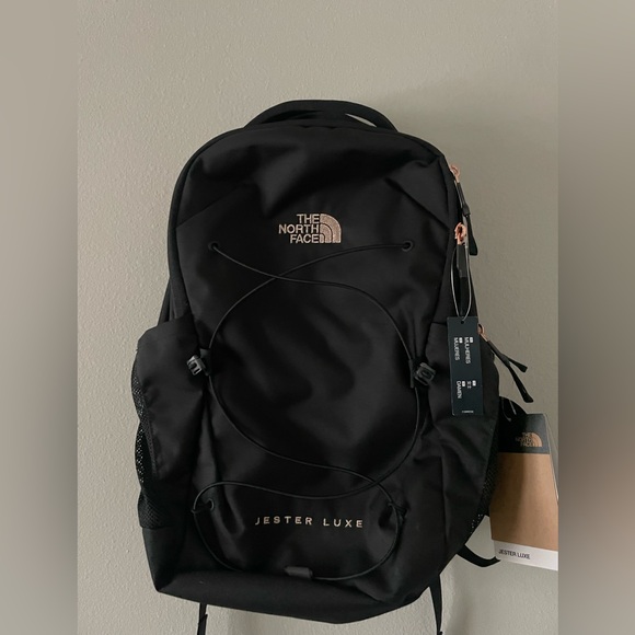 The North Face Jester Luxe Backpack in Black w/ Rose Gold accents - Picture 3 of 6